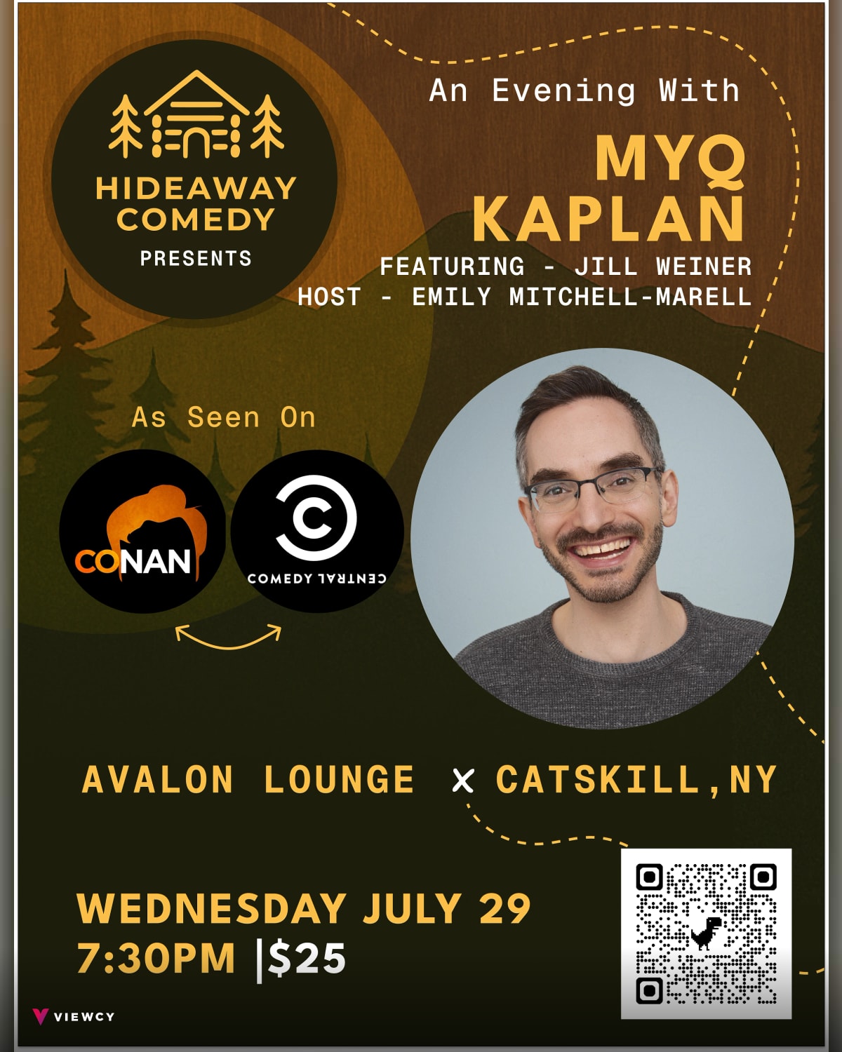 Hideaway Comedy Presents: Myq Kaplan / Jill Weiner, hosted by Emily Mitchell-Marell